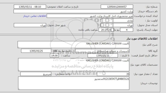 استعلام , استعلام کابینت GALLGHER CARDAX C200100