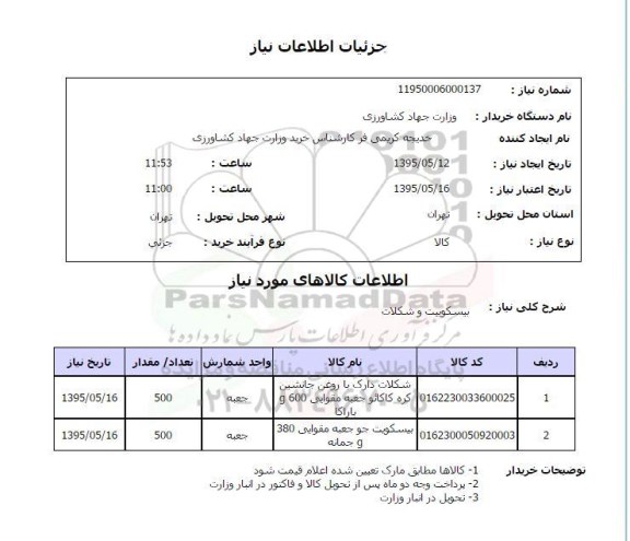 استعلام , استعلام بیسکوبیت و شکلات