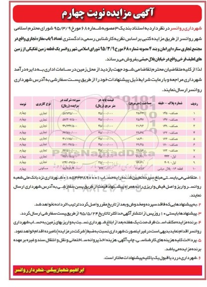 مزایده,مزایده فروش تعداد نه باب مغازه تجاری نوبت چهارم 