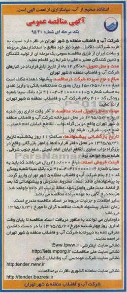 مناقصه , مناقصه خرید شیرآلات داکتیل