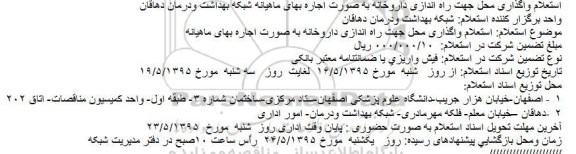 استعلام, استعلام واگذاری محل جهت راه اندازی داروخانه به صورت اجاره