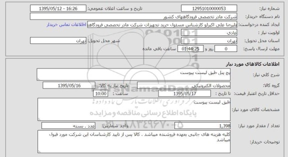 استعلام, استعلام پنج پنل