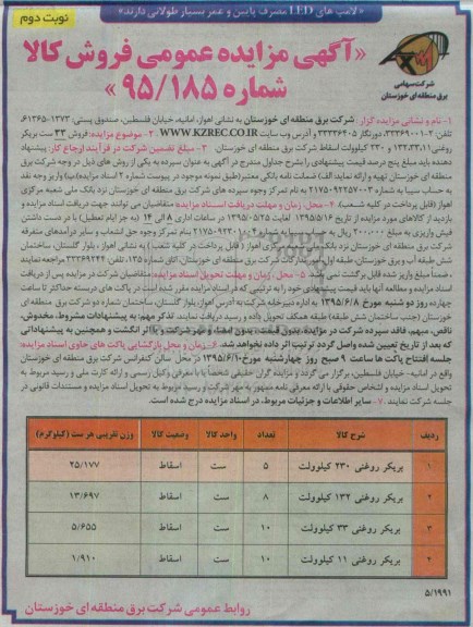 آگهی مزایده عمومی , مزایده  فروش 33 ست بریکر روغنی - نوبت دوم