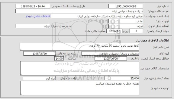 استعلام , استعلام کاغذ بویین تحریر سفید