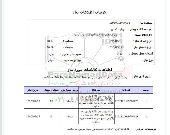 استعلام , استعلام چراغ تزئینی دور ام دی افی