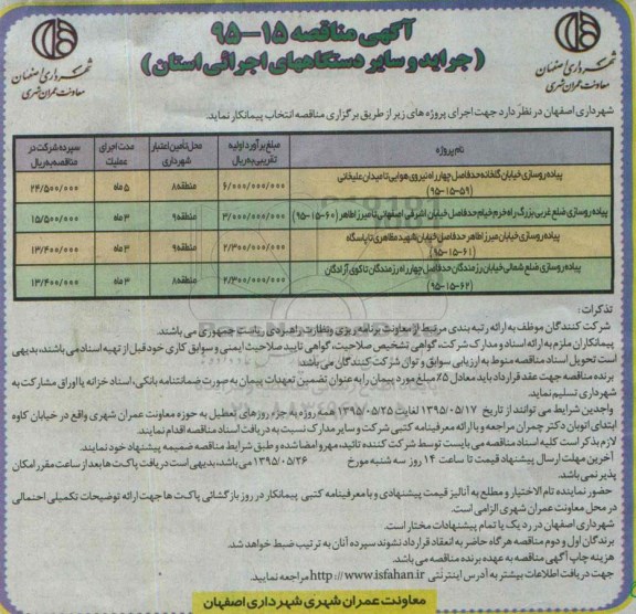 آگهی مناقصه, مناقصه پیاده روسازی خیابان گلخانه حدفاصل چهارراه نیروی هوایی.....