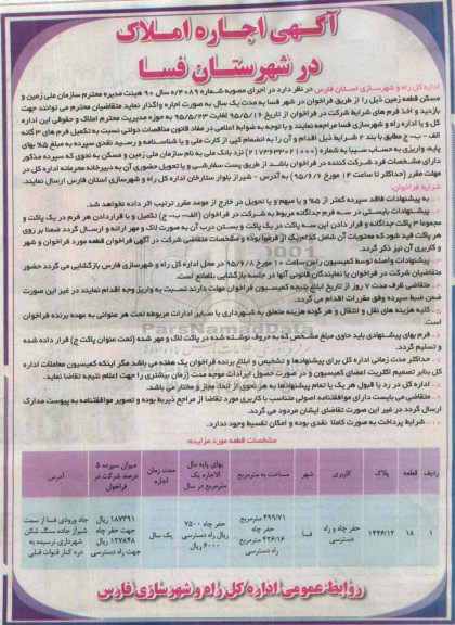 آگهی اجاره,  اجاره املاک در شهر فسا