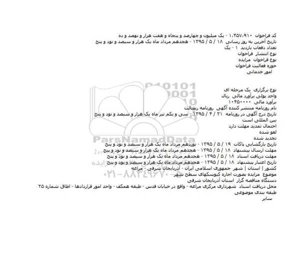 مزایده , مزایده اجاره کیوسکهای سطح شهر