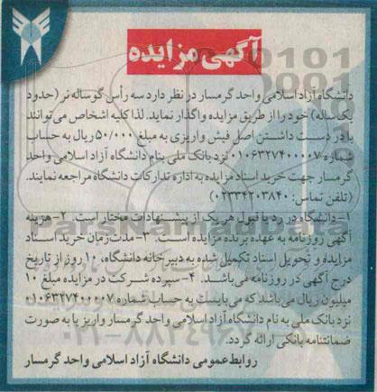 آگهی مزایده ، مزایده سه راس گوساله نر (حدود یکساله)