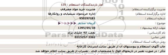 استعلام استعلام كربنات سدیم