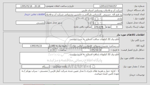 استعلام, استعلام تابلو برق22 کیلووات سافت استارت