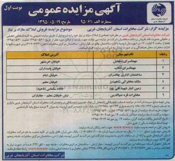 مزایده,مزایده فروش املاک مازاد بر نیاز 