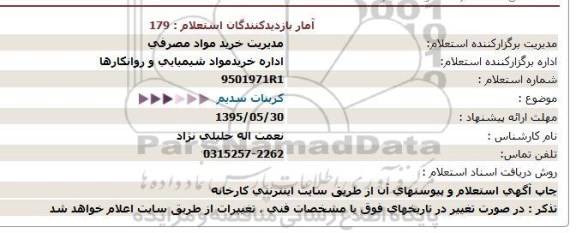 استعلام استعلام كربنات سدیم 95.5.25