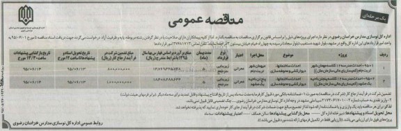 مناقصه عمومی یک مرحله ای,مناقصه احداث ساختمانها، دیوارکشی و محوطه سازی