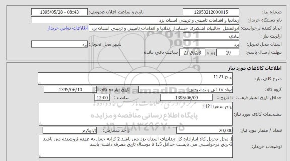استعلام, استعلام برنج 1121