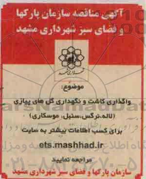 آگهی مناقصه عمومی  , مناقصه واگذاری کاشت و نگهداری گل های پیازی