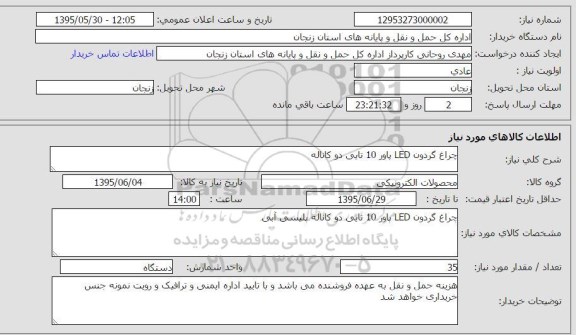 استعلام , استعلام چراغ گردون LED پاور 10 تایی دو کاناله 