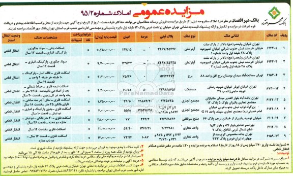 مزایده,مزایده فروش املاک در تهران