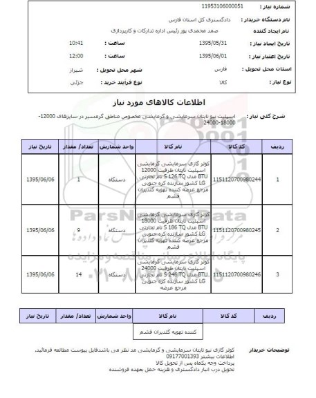 استعلام , استعلام اسپلیت نیو تایتان سرمایشی و گرمایشی مخصوص مناطق گرمسیر