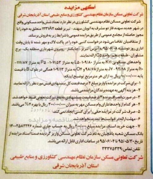 مزایده,مزایده فروش تعداد شش واحد مسکونی 