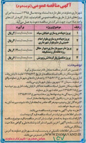 آگهی مناقصه عمومی , مناقصه پروژه پیاده روسازی خیابان سپاه ..... نوبت دوم