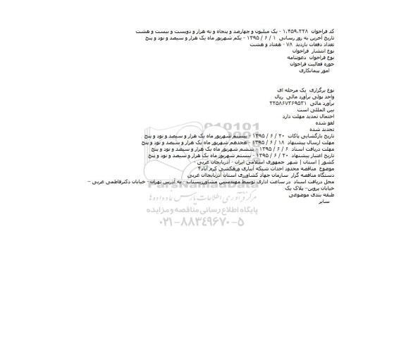فراخوان مناقصه محدود احداث شبکه آبیاری و زهکشی کرم آباد  