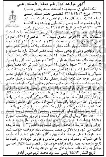 مزایده,مزایده ششدانگ پلاک 132 فرعی مجزی شده از 102 فرعی از 2103