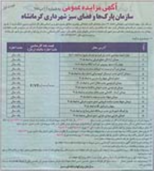 مزایده , مزایده انجام امور تبلیغاتی تعداد 14 محل پایه های ثابت تبلیغاتی بیلبورد نوبت اول