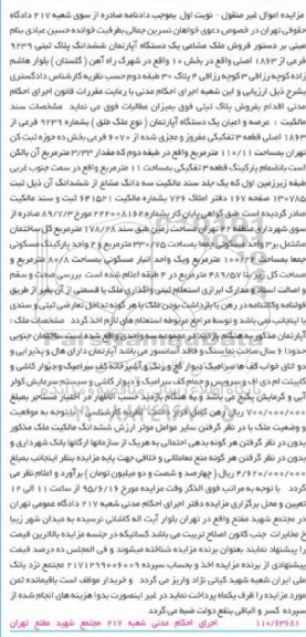 مزایده,مزایده عرصه و اعیان اپارتمان نوع ملک طلق نوبت اول