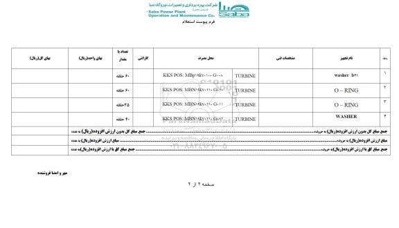 استعلام , استعلام WASHER B21 و ...