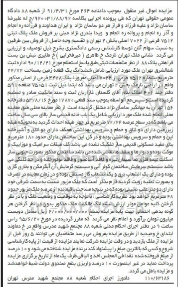 مزایده,مزایده ششدانگ زمین 24.72متر