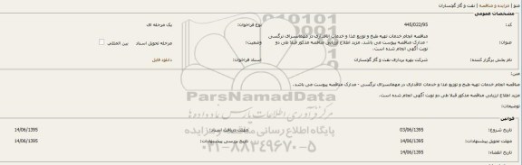 فراخوان انجام خدمات تهیه طبخ و توزیع غذا و خدمات اتاقداری در مهمانسرای نرگسی