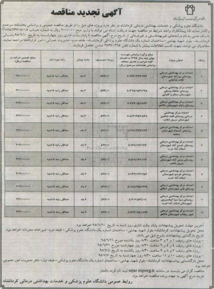 تجدید آگهی مناقصه , مناقصه احداث مرکز بهداشتی درمانی.... تجدید 