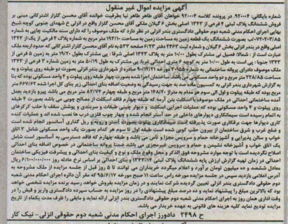 مزایده,مزایده ششدانگ زمین 192.10متر 