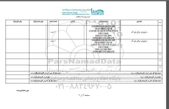 استعلام , استعلام سلونوئید والو بلو آف