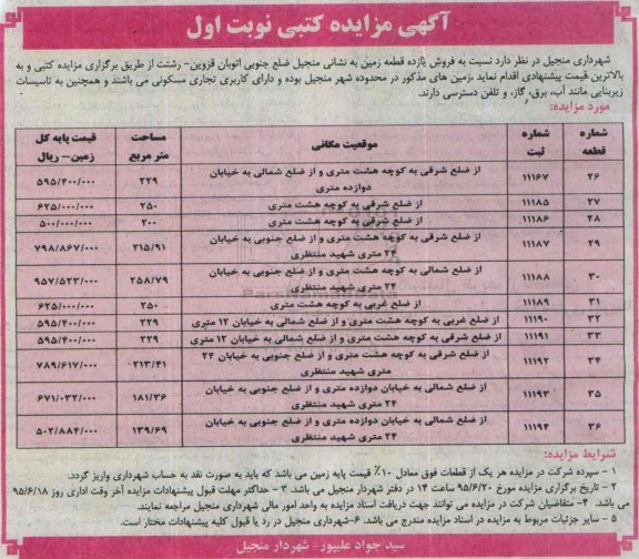 مزایده,مزایده فروش 11 قطعه زمین 