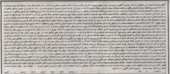 مزایده,مزایده ششدانگ اپارتمان 74.02متر