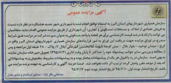 مزایده,مزایده فروش تعدادی از املاک و مستغلات مسکونی تجاری 