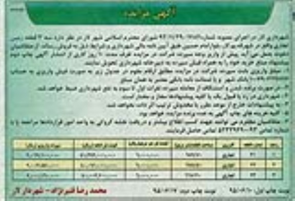 مزایده,مزایده فروش سه قطعه زمین تجاری 