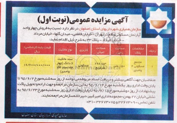 مزایده,مزایده فروش 4 واحد اپارتمان مسکونی
