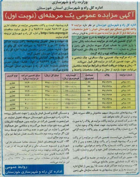 مزایده,مزایده فروش هفت واحد تجاری مسکن مهر