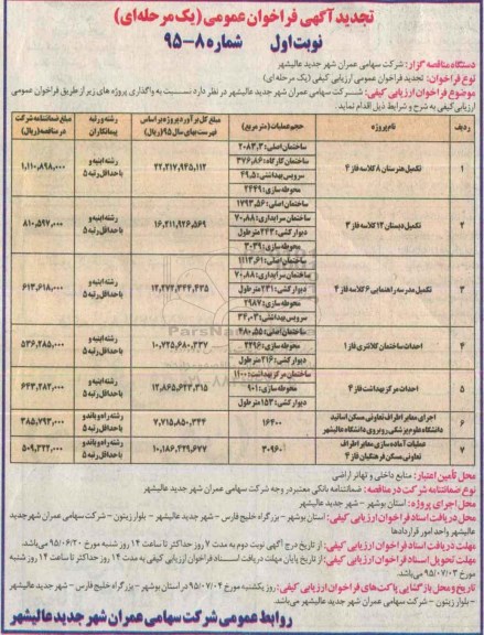 مناقصه , تجدید فراخوان عمومی تکمیل هنرستان 8 کلاسه فاز 4 و ...