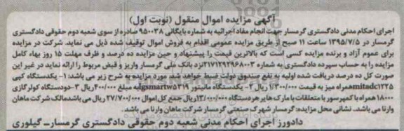 مزایده, مزایده یک دستگاه کپی و....