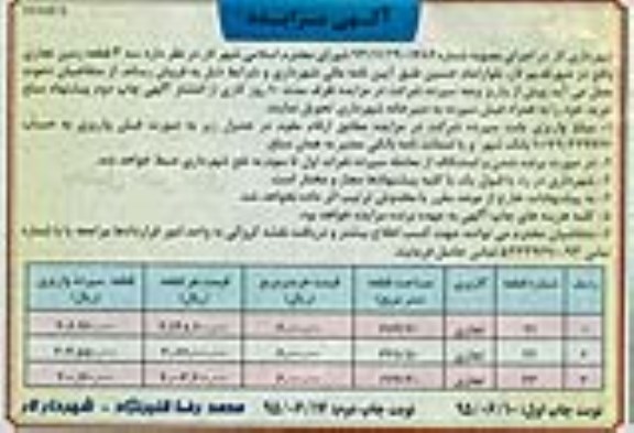 مزایده,مزایده فروش سه قطعه زمین تجاری نوبت دوم 