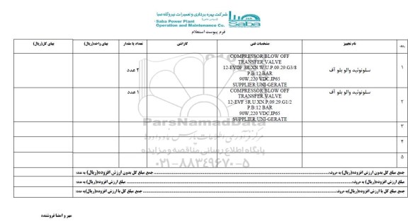استعلام ، استعلام سلونوئید والو بلوآف 