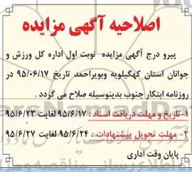 اصلاحیه مزایده , مزایده اماکن ورزشی -اصلاحیه 