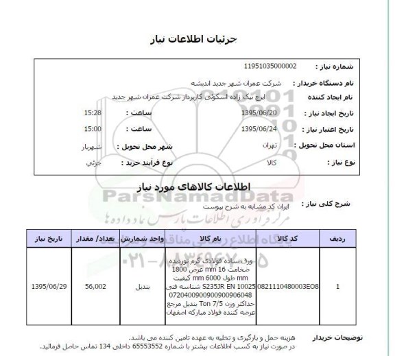 استعلام ورق ساده فولادی گرم نوردیده ... 