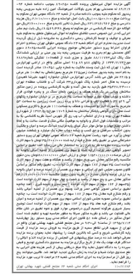 مزایده,مزایده ششدانگ ملک بخش یازده اراضی تهرانپارس