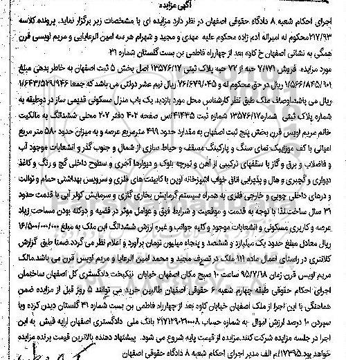 مزایده,مزایده 7.171 حبه از 72 حبه پلاک ثبتی