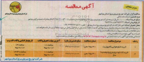 آگهی مناقصه دو مرحله ای , مناقصه خرید تابلو هوایی کامپوزیت...